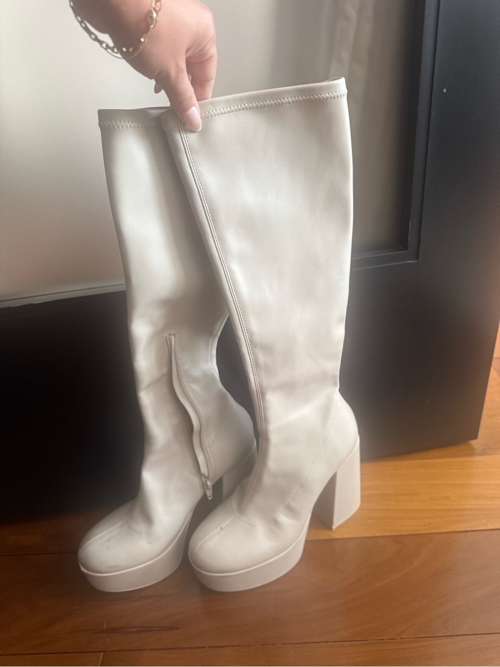 Call It Spring Cream Over-the-Knee Platform Boots